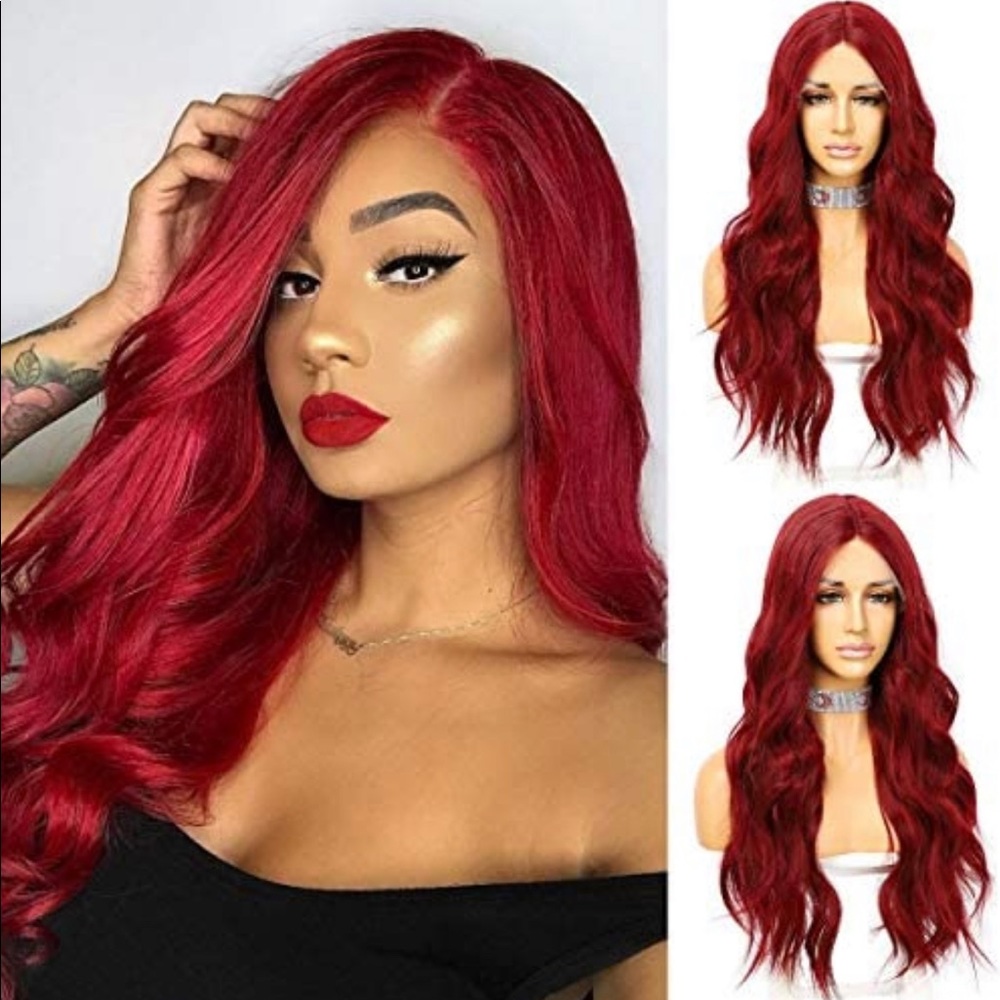 Sapphirewigs Red T-part Lace Front Wigs for Women
